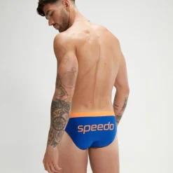 Slip de bain Homme Logo 7 cm bleu/orange