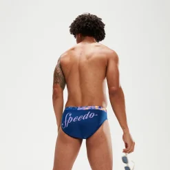 Slip de bain Homme Logo 7 cm bleu/lilas