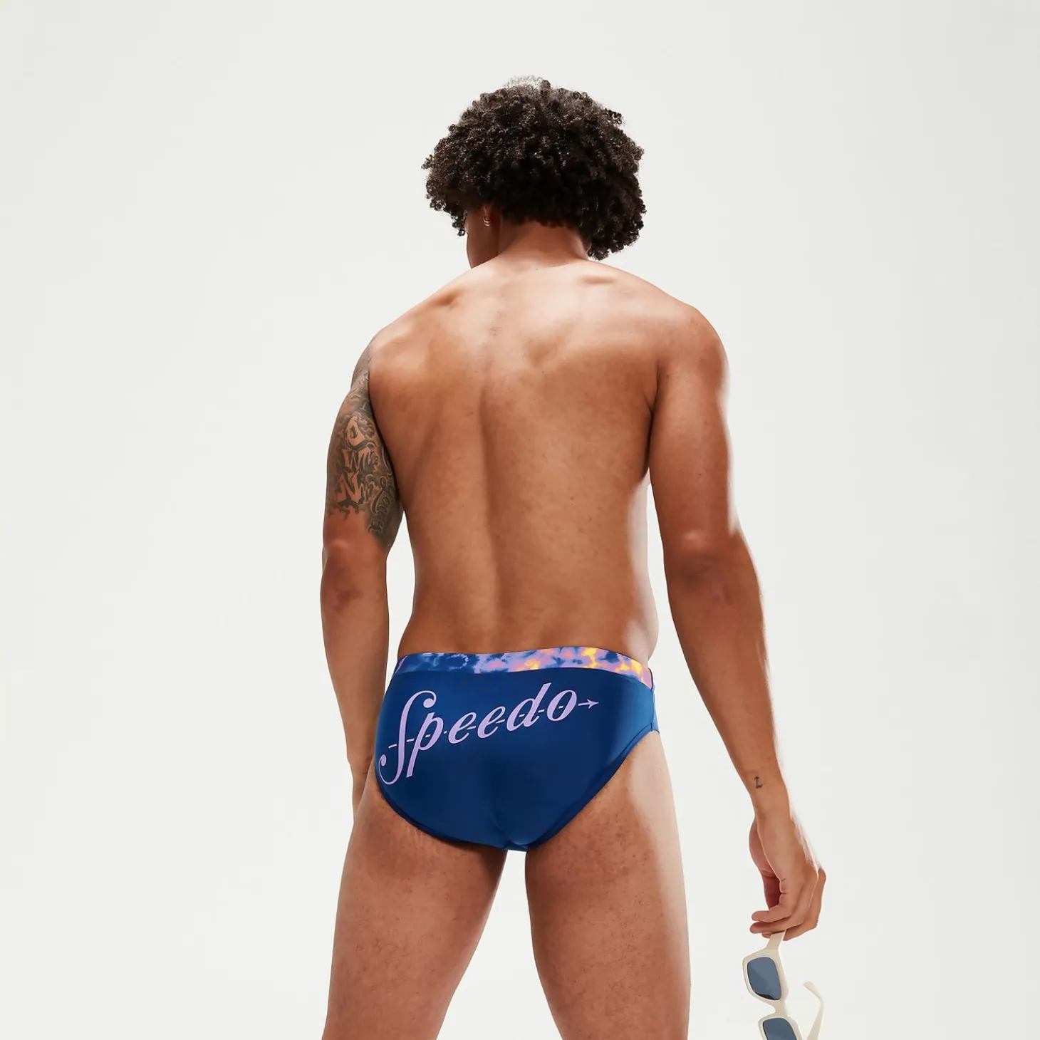 Slip de bain Homme Logo 7 cm bleu/lilas