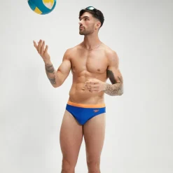 Slip de bain Homme Logo 7 cm bleu/orange