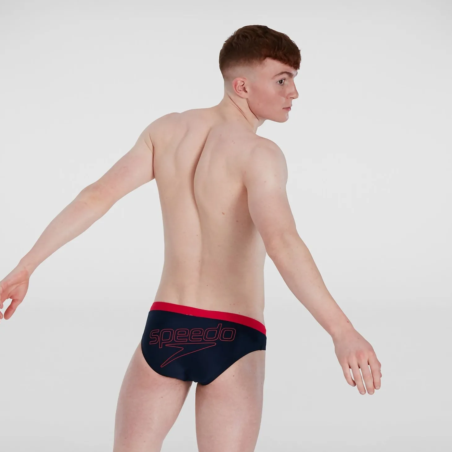 Slip de bain Homme Logo 7 cm bleu/rouge