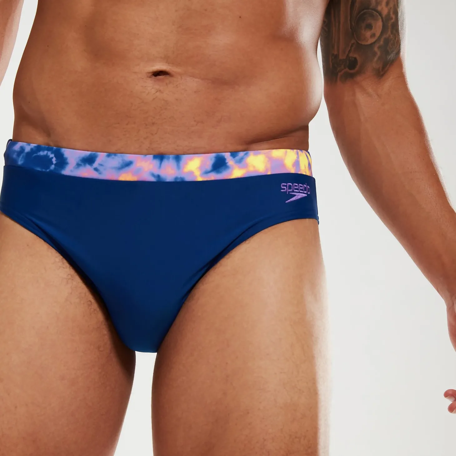Slip de bain Homme Logo 7 cm bleu/lilas