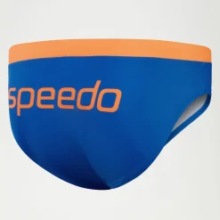 Slip de bain Homme Logo 7 cm bleu/orange