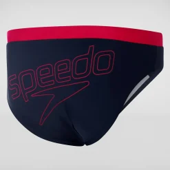 Slip de bain Homme Logo 7 cm bleu/rouge