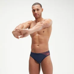 Slip de bain Homme Medley Logo 7 cm bleu marine/orange