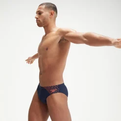 Slip de bain Homme Medley Logo 7 cm bleu marine/orange