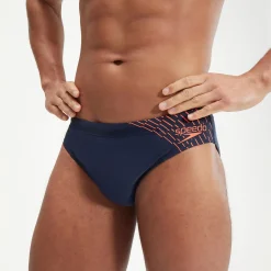 Slip de bain Homme Medley Logo 7 cm bleu marine/orange