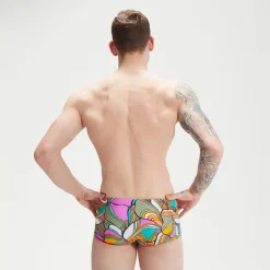 Slip de bain homme pour entraînement en club 17cm Allover Digital Bleu/Vert