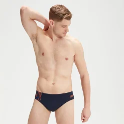 Slip de bain Homme Tech Panel 7 cm bleu/orange