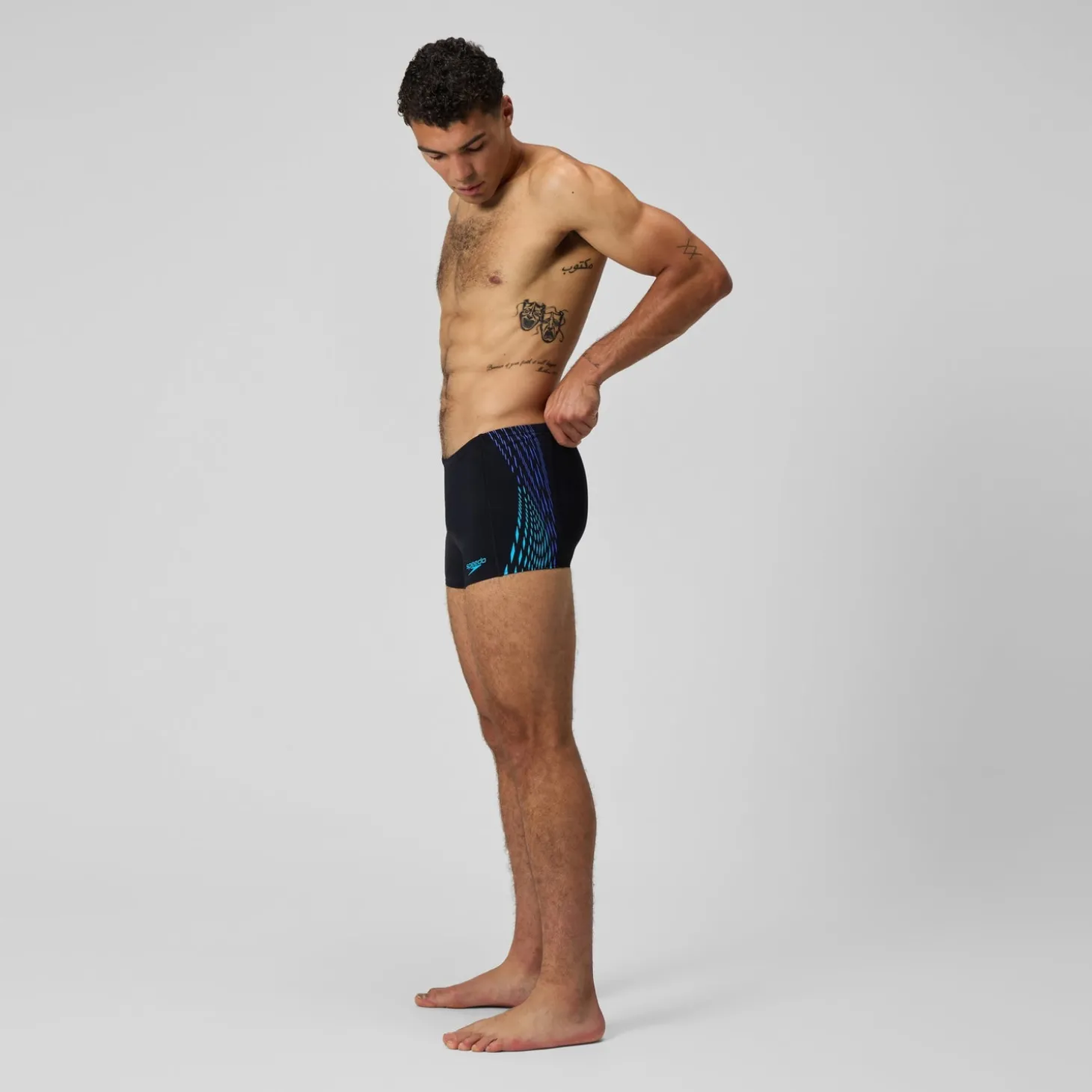 Slip de bain homme Tech Panel 7 cm noir/bleu