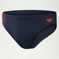 Slip de bain Homme Tech Panel 7 cm bleu/orange