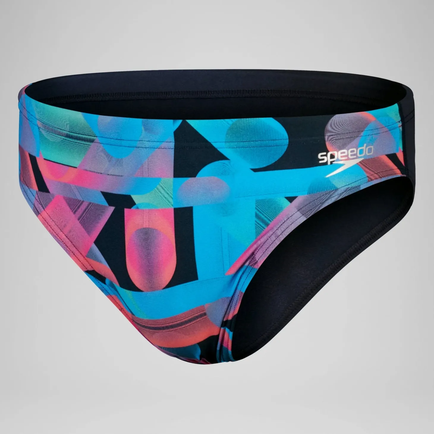Slip de bain Hommes 7 cm Allover Digital pour Hommes Bleu marine profond/Rouge sirène