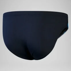 Slip de bain Hommes 7 cm Allover Digital pour Hommes Bleu marine profond/Rouge sirène
