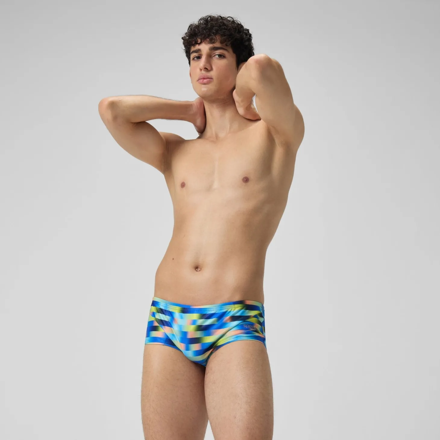 Slip de bain Hommes Allover Digital 14 cm pour Hommes Bleu picton/Jus de citron
