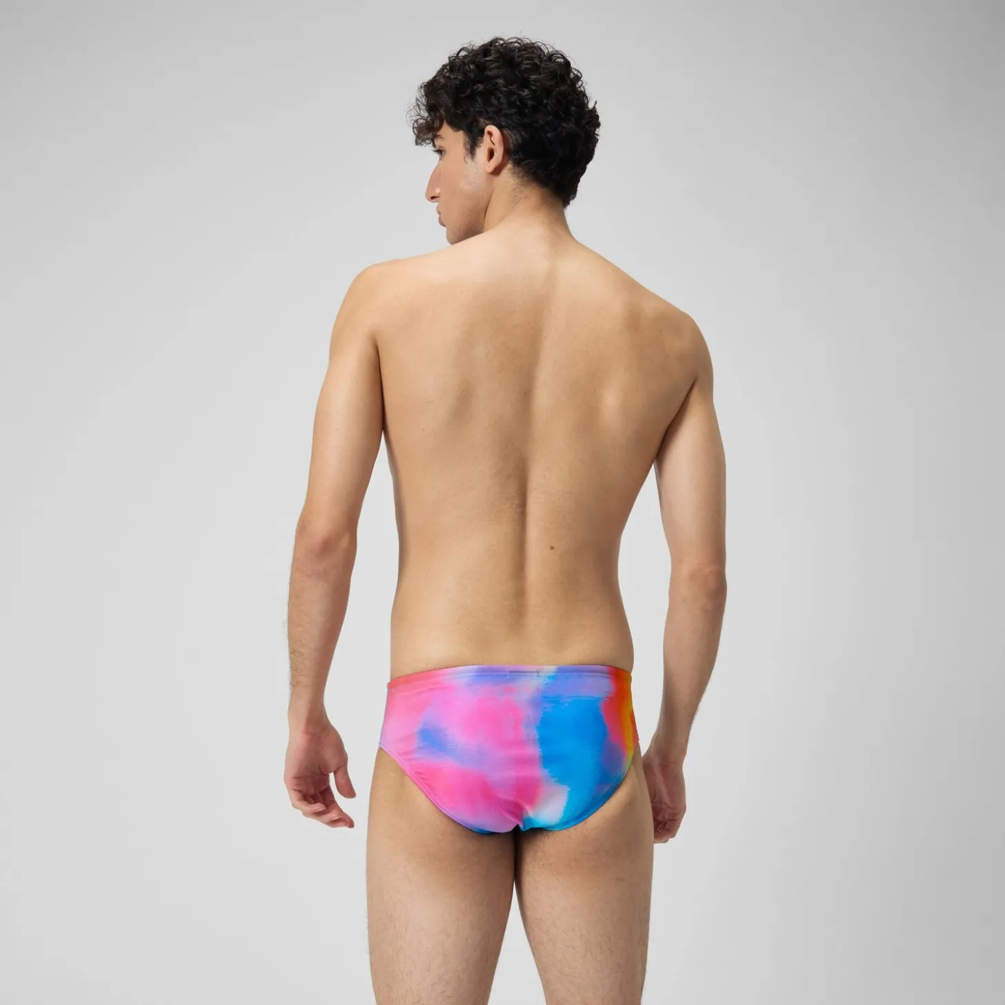 Slip de bain Hommes 8 cm Allover Digital pour Hommes Rose kiki/Jus de citron/Bleu picton