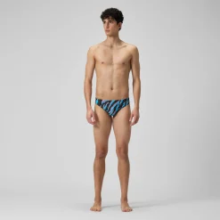 Slip de bain Hommes 5 cm Allover Digital pour Hommes Noir/Bleu picton/Rouge sirène