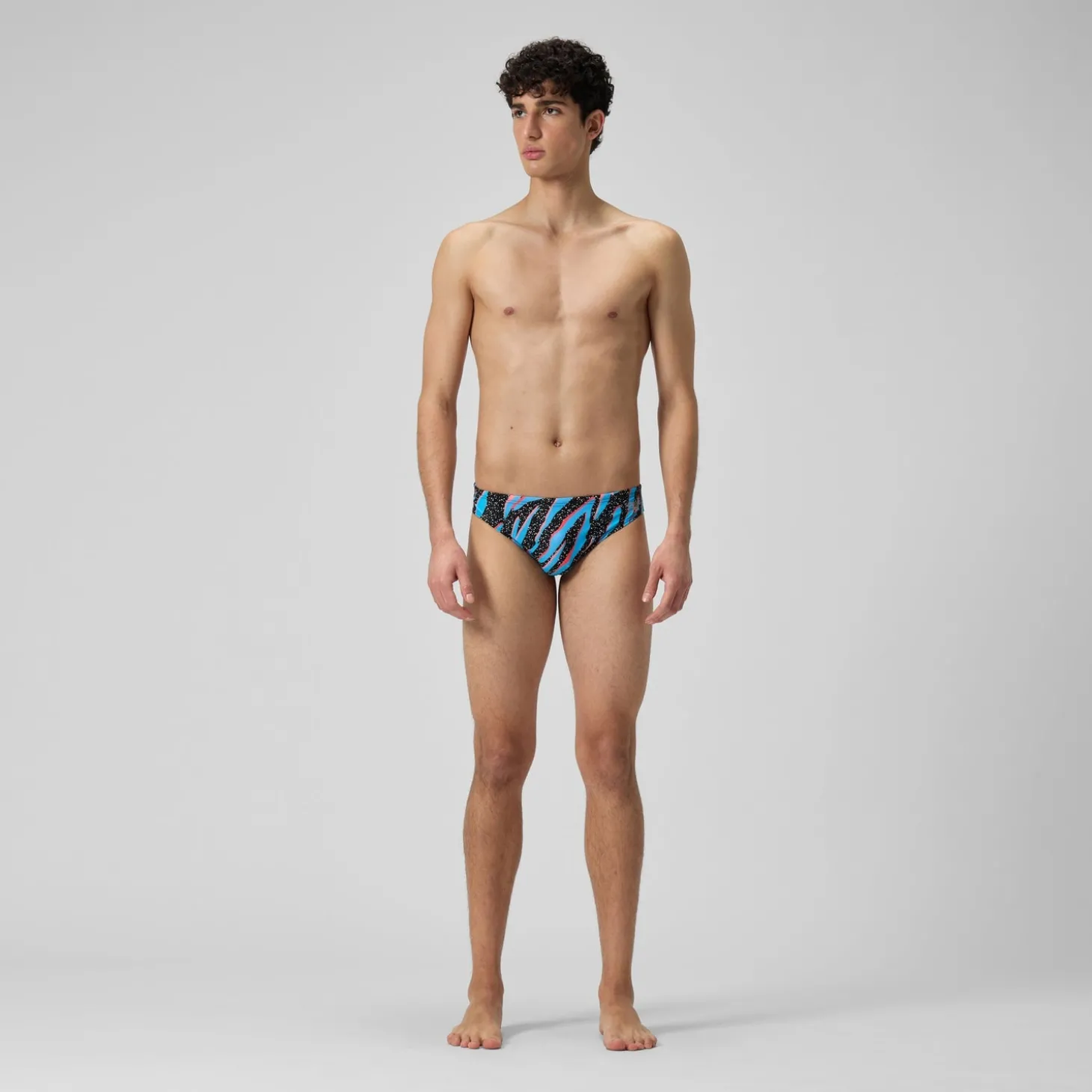 Slip de bain Hommes 5 cm Allover Digital pour Hommes Noir/Bleu picton/Rouge sirène