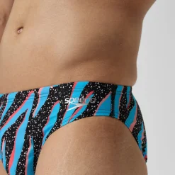 Slip de bain Hommes 5 cm Allover Digital pour Hommes Noir/Bleu picton/Rouge sirène