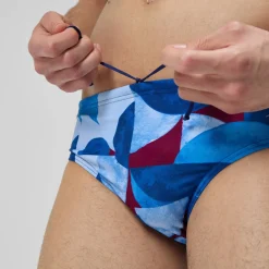 Slip de bain Hommes 8 cm Allover Digital pour Hommes Bleu/Violet