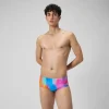 Slip de bain Hommes pour entraînement en club 13,5 cm Allover Rose kiki/Jus de citron/Bleu picton