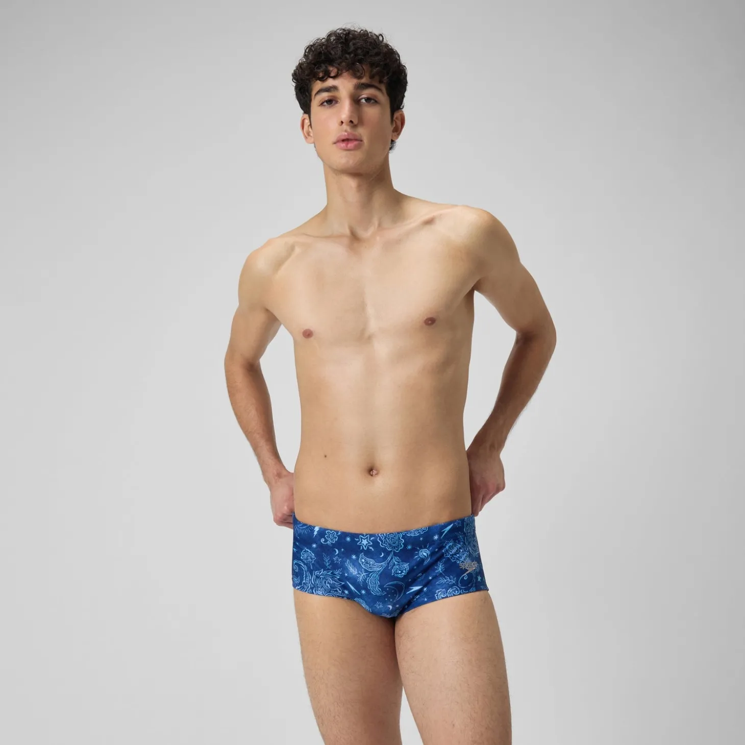 Slip de bain Hommes pour entraînement en club 13,5 cm Allover Bleu céruléen