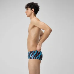 Slip de bain Hommes pour entraînement en club 13,5 cm Allover Noir/Bleu picton/Rouge sirène