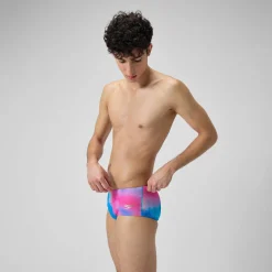 Slip de bain Hommes pour entraînement en club 13,5 cm Allover Rose kiki/Jus de citron/Bleu picton