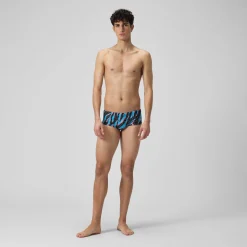 Slip de bain Hommes pour entraînement en club 13,5 cm Allover Noir/Bleu picton/Rouge sirène