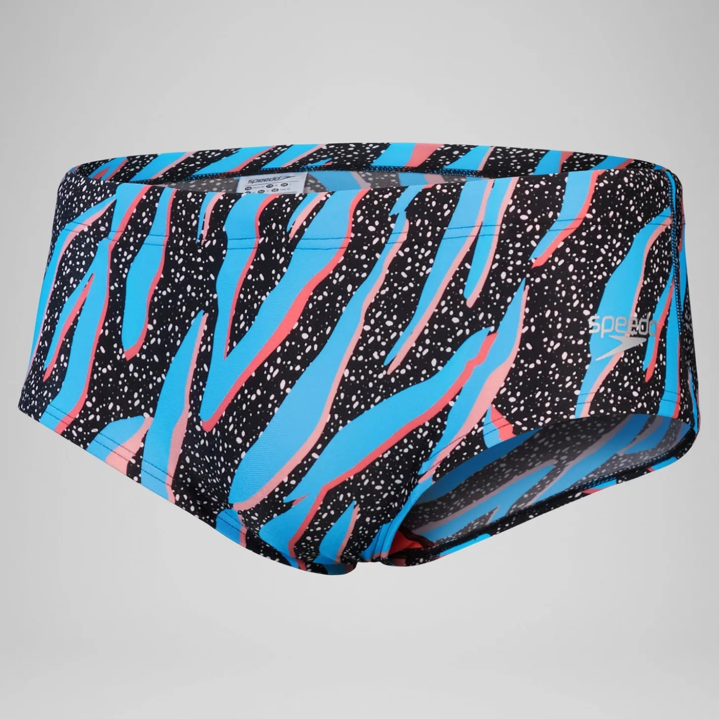 Slip de bain Hommes pour entraînement en club 13,5 cm Allover Noir/Bleu picton/Rouge sirène
