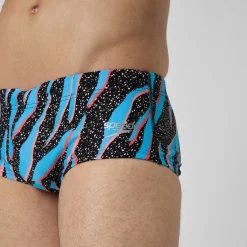 Slip de bain Hommes pour entraînement en club 13,5 cm Allover Noir/Bleu picton/Rouge sirène