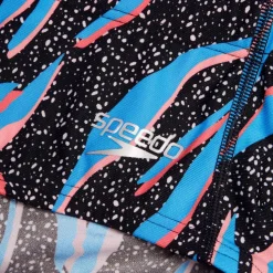 Slip de bain Hommes pour entraînement en club 13,5 cm Allover Noir/Bleu picton/Rouge sirène