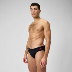 Slip de bain Hommes Tech Panel 7 cm pour Hommes Noir/Rouge sirène/Gris USA