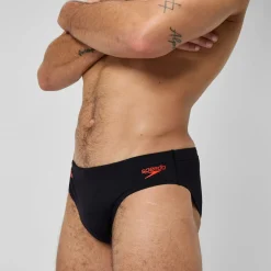 Slip de bain Hommes Tech Panel 7 cm pour Hommes Noir/Rouge sirène/Gris USA