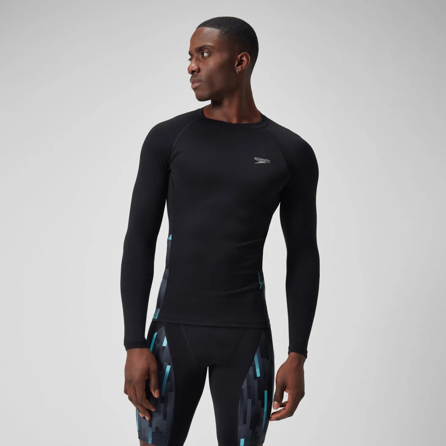 T-shirt rashguard Hommes END+ Splice pour Hommes Noir/Gris USA/Bleu marine