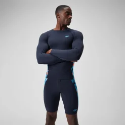T-shirt rashguard Hommes END+ Splice pour Hommes Bleu Marine/Bleu