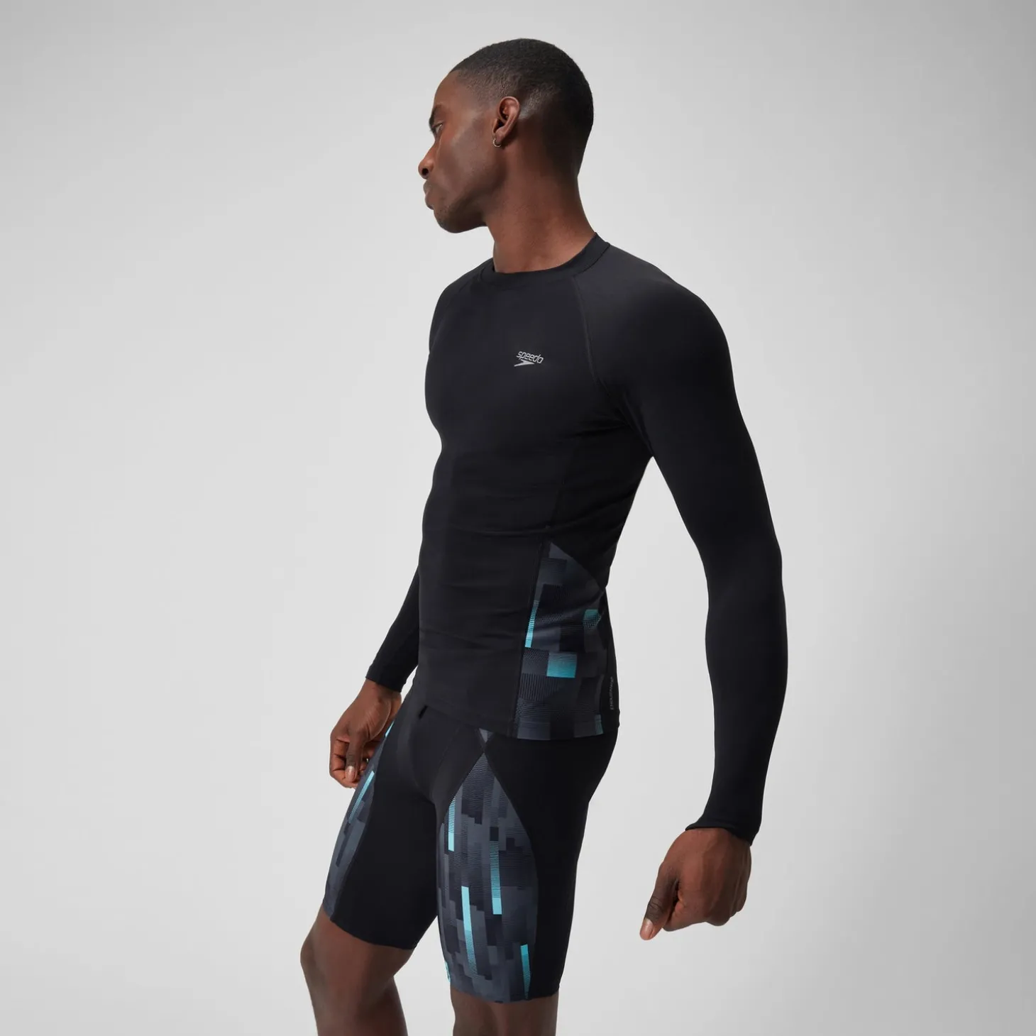 T-shirt rashguard Hommes END+ Splice pour Hommes Noir/Gris USA/Bleu marine